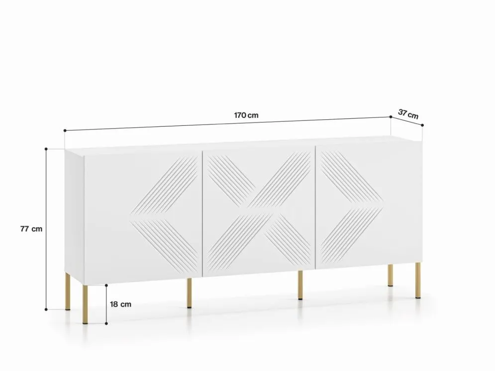 Komoda KLARA 3D biały mat do nowoczesnego salonu I sklep meblowy MIRAT. styl GLAMOUR