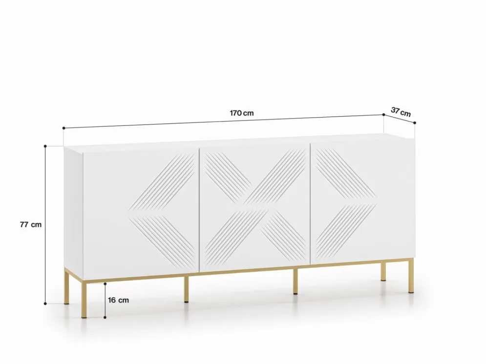 Komoda KLARA 3D biały mat z podstawą w stylu glamour I sklep meblowy MIRAT. styl GLAMOUR