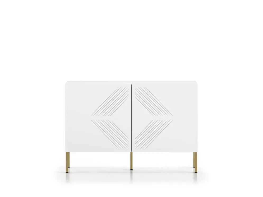 Komoda KLARA 2D biały mat na metalowych nogach I sklep meblowy MIRAT. styl GLAMOUR