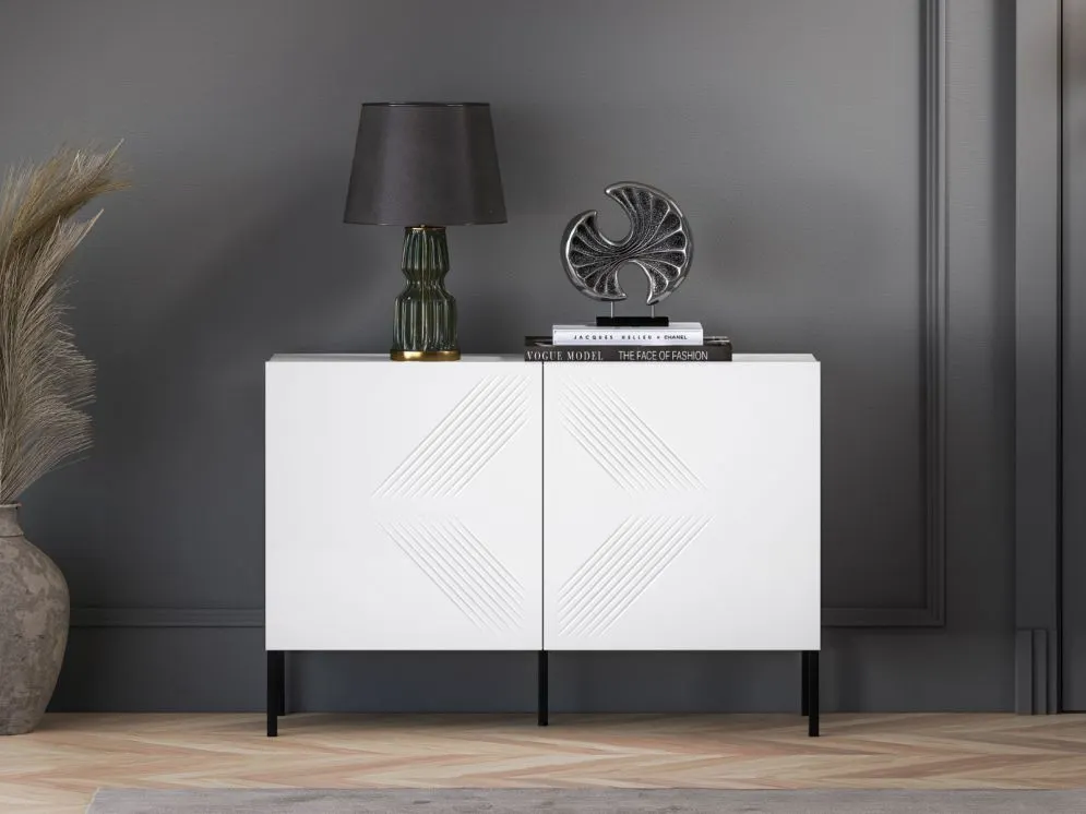 Komoda KLARA 2D biały mat na metalowych nogach I sklep meblowy MIRAT. styl GLAMOUR