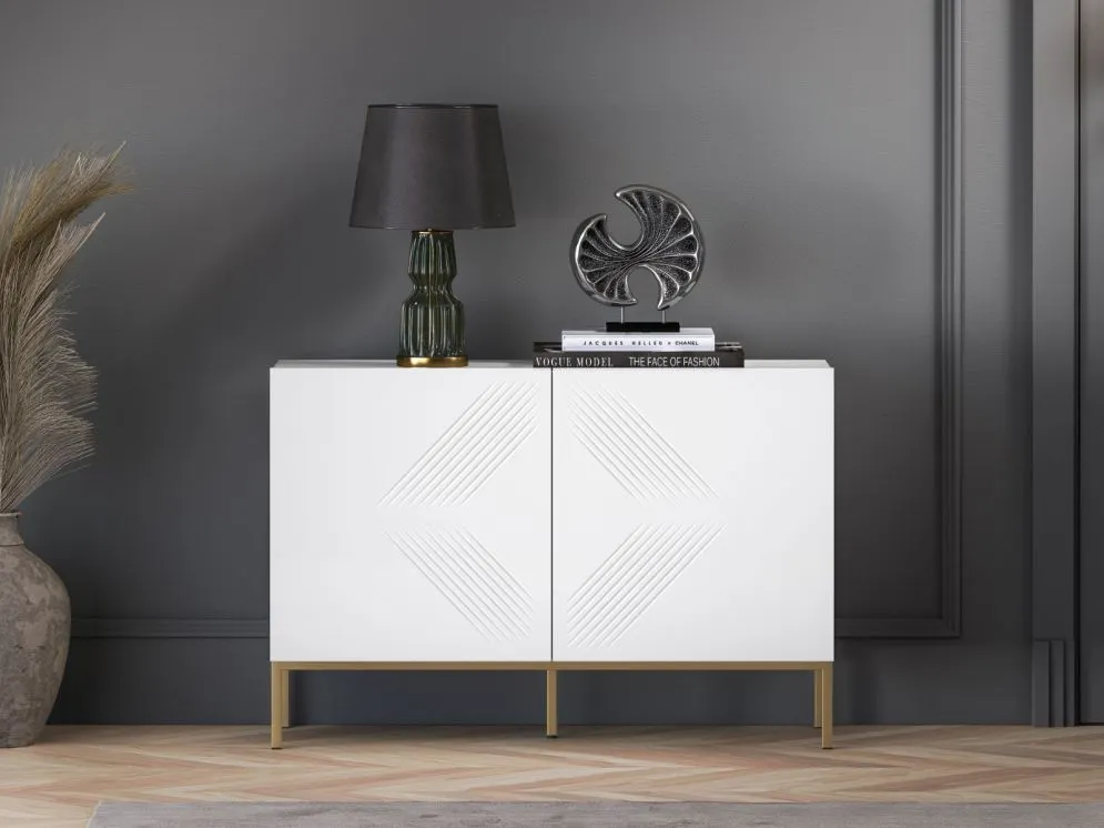 Komoda KLARA 2D biały mat z podstawą do sypialni I sklep meblowy MIRAT. styl GLAMOUR
