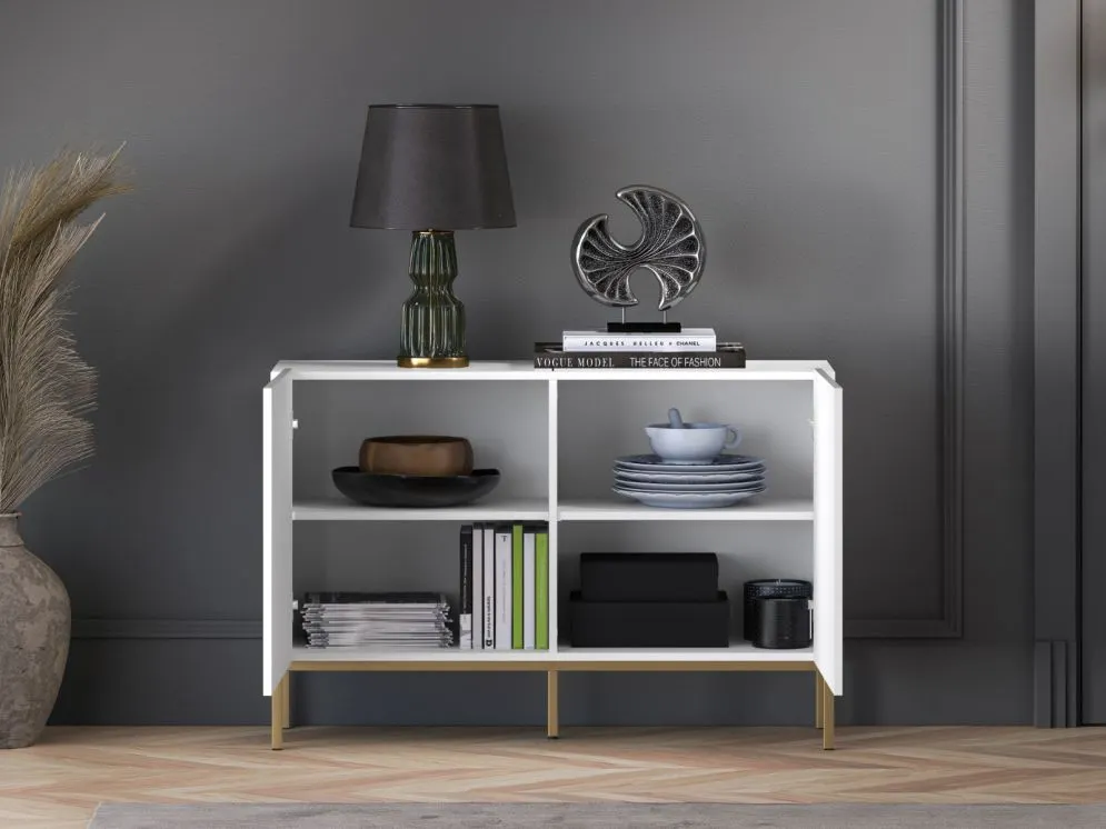 Komoda KLARA 2D biały mat z podstawą do sypialni I sklep meblowy MIRAT. styl GLAMOUR