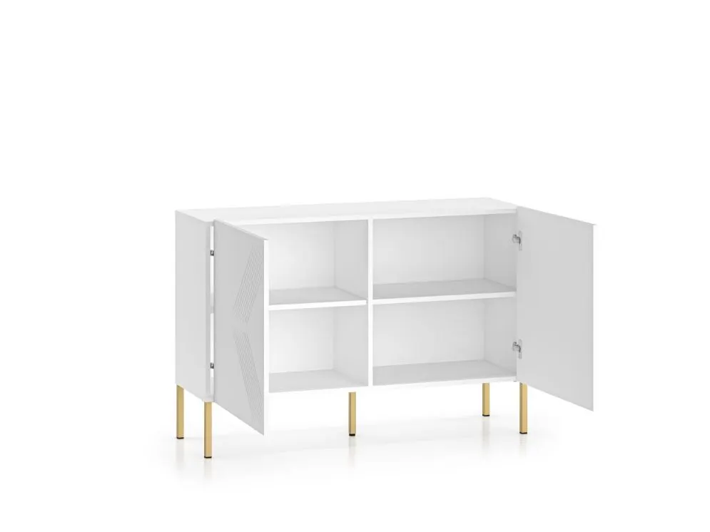 Komoda KLARA 2D biały mat na metalowych nogach I sklep meblowy MIRAT. styl GLAMOUR