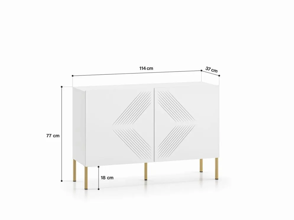 Komoda KLARA 2D biały mat na metalowych nogach I sklep meblowy MIRAT. styl GLAMOUR