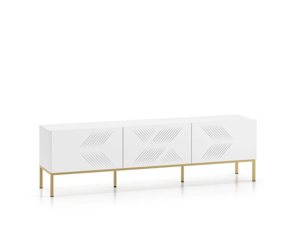 Szafka RTV KLARA biały mat z podstawą pod telewizor nowoczesna I sklep meblowy MIRAT. styl GLAMOUR kolekcja KLARA