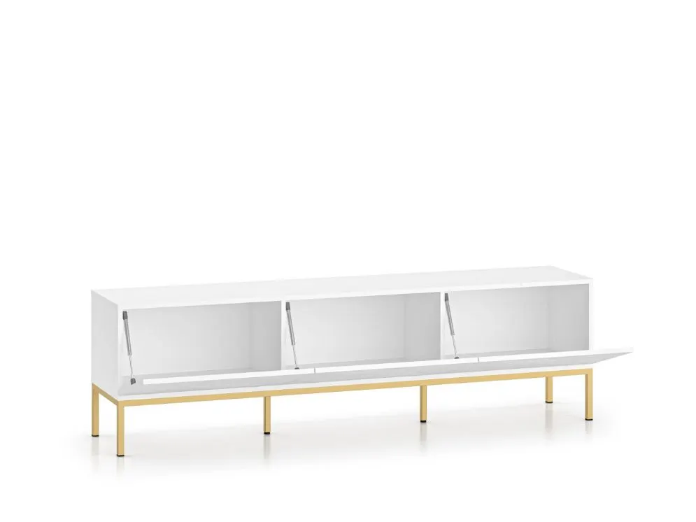 Szafka RTV KLARA biały mat z podstawą pod telewizor nowoczesna I sklep meblowy MIRAT. styl GLAMOUR kolekcja KLARA