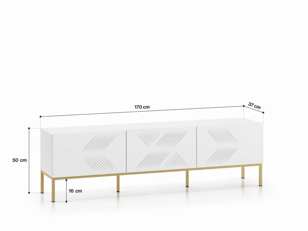 Szafka RTV KLARA biały mat z podstawą pod telewizor nowoczesna I sklep meblowy MIRAT. styl GLAMOUR kolekcja KLARA