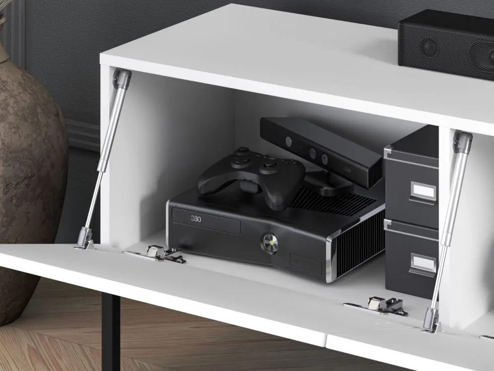 Szafka RTV KLARA biały mat z podstawą pod telewizor nowoczesna I sklep meblowy MIRAT. styl GLAMOUR kolekcja KLARA