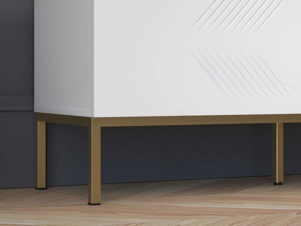 Szafka RTV KLARA biały mat z podstawą pod telewizor nowoczesna I sklep meblowy MIRAT. styl GLAMOUR kolekcja KLARA