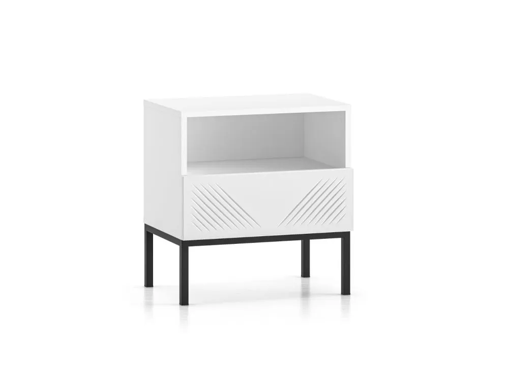 Szafka nocna KLARA biały mat z podstawą do sypialni I sklep meblowy MIRAT. styl GLAMOUR kolekcja KLARA