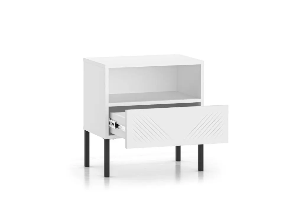 Szafka nocna KLARA biały mat z półką nowoczesna I sklep meblowy MIRAT. styl GLAMOUR