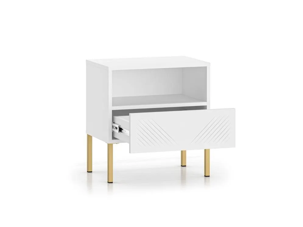 Szafka nocna KLARA biały mat z półką nowoczesna I sklep meblowy MIRAT. styl GLAMOUR