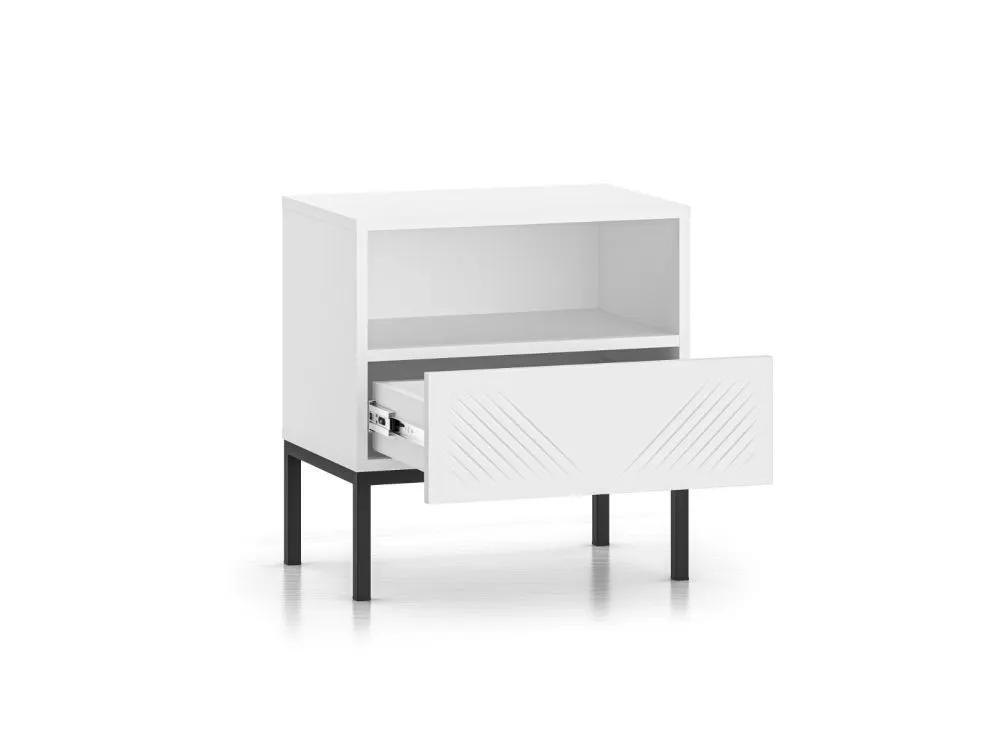 Szafka nocna KLARA biały mat z podstawą do sypialni I sklep meblowy MIRAT. styl GLAMOUR kolekcja KLARA