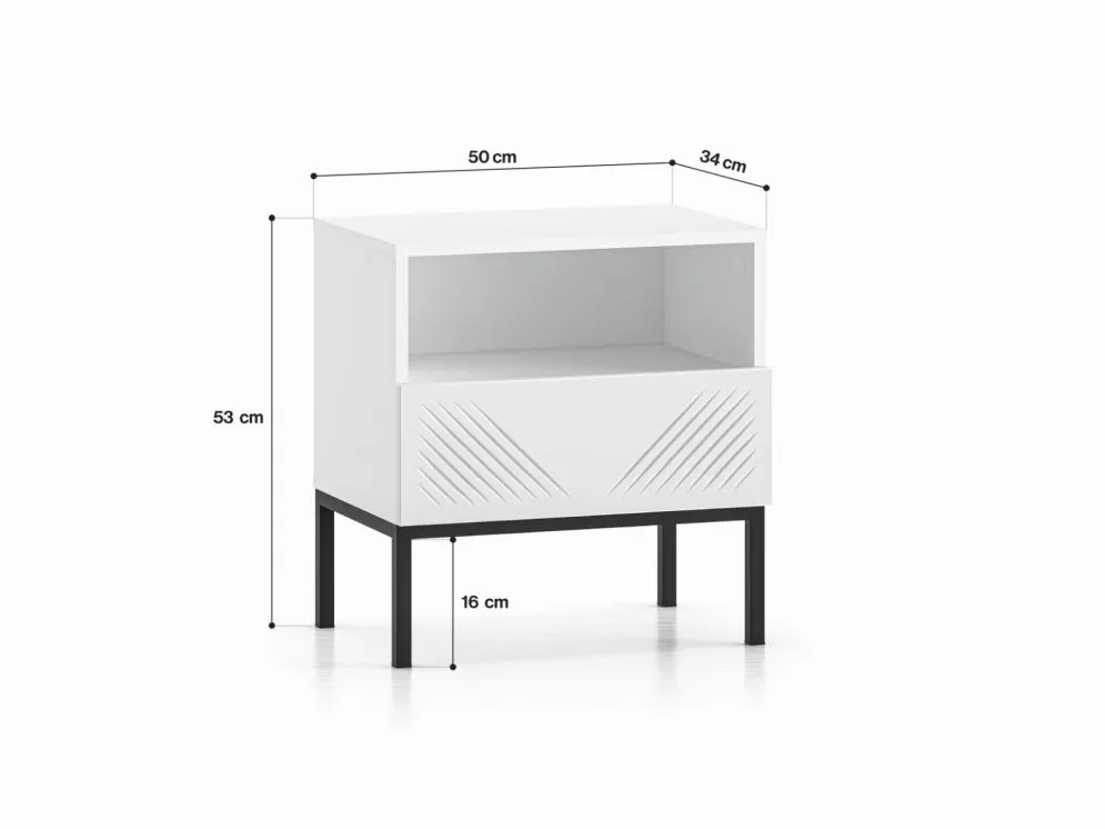 Szafka nocna KLARA biały mat z podstawą do sypialni I sklep meblowy MIRAT. styl GLAMOUR kolekcja KLARA