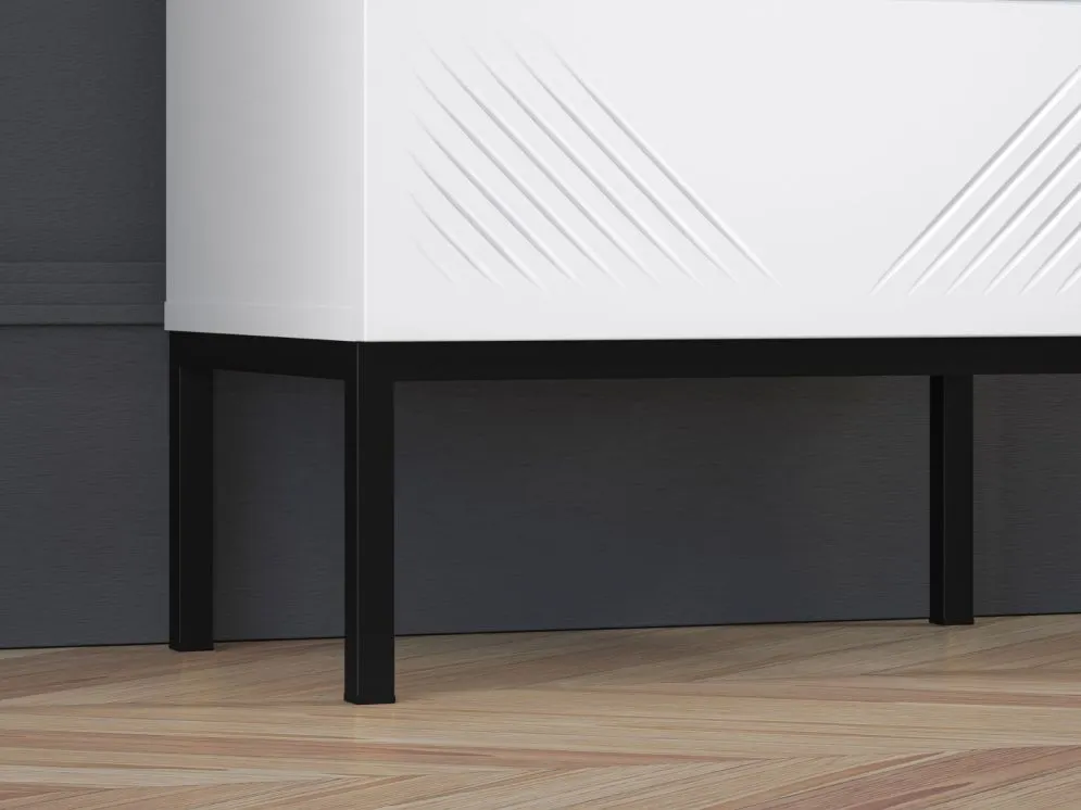 Szafka nocna KLARA biały mat z podstawą do sypialni I sklep meblowy MIRAT. styl GLAMOUR kolekcja KLARA