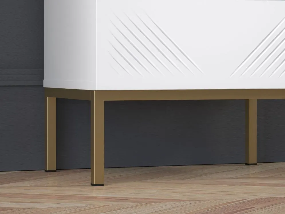 Szafka nocna KLARA biały mat z podstawą do sypialni I sklep meblowy MIRAT. styl GLAMOUR kolekcja KLARA