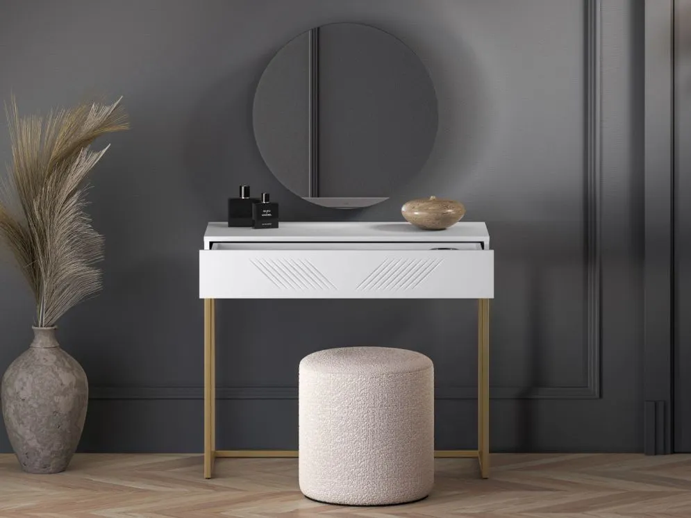 Toaletka KLARA biały mat na kosmetyki do sypialni I sklep meblowy MIRAT. styl GLAMOUR kolekcja KLARA