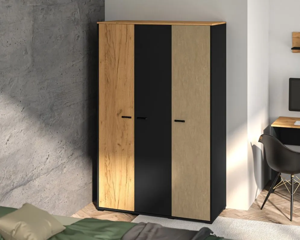 Szafa COLT 01 3D dąb złoty craft/czarna I sklep meblowy MIRAT. styl LOFT kolekcja COLT
