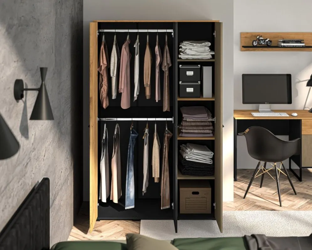 Szafa COLT 01 3D dąb złoty craft/czarna I sklep meblowy MIRAT. styl LOFT kolekcja COLT