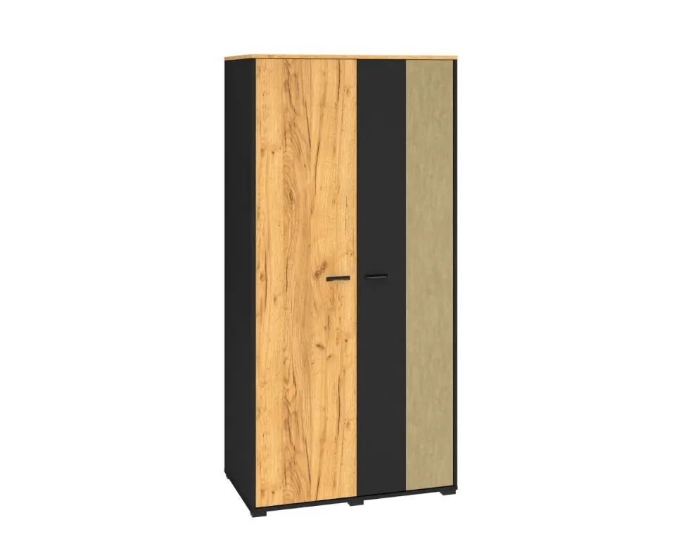 Szafa młodzieżowa COLT 02 2D dąb złoty craft/czarna I sklep meblowy MIRAT. styl LOFT kolekcja COLT