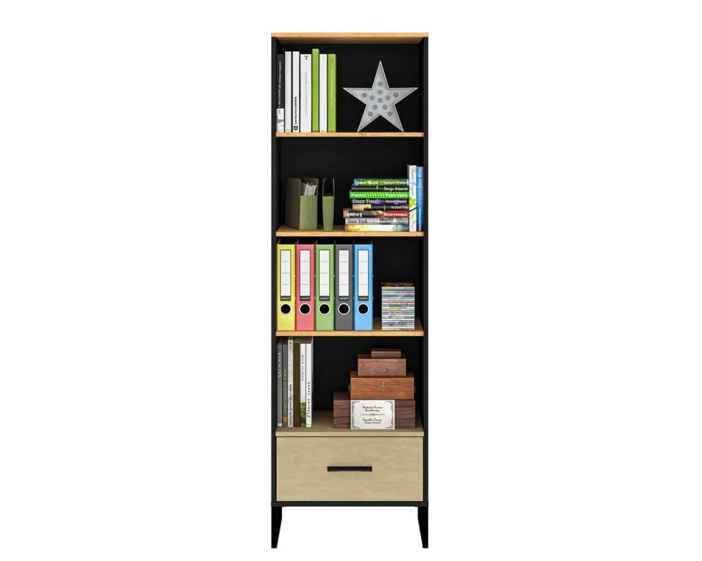 Regał COLT dąb złoty craft/czarny I sklep meblowy MIRAT. styl LOFT kolekcja COLT