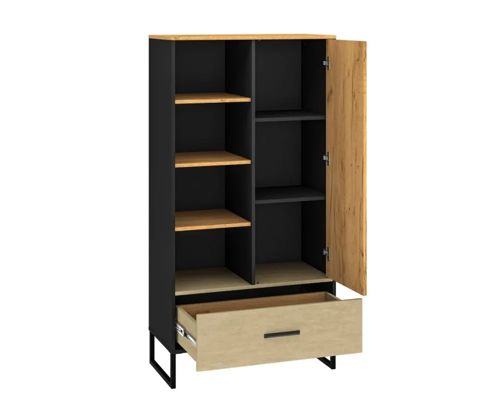 Regał niski COLT dąb złoty craft/czarny I sklep meblowy MIRAT. styl LOFT kolekcja COLT