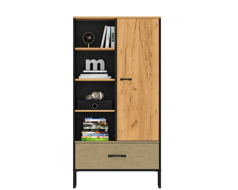 Regał niski COLT dąb złoty craft/czarny I sklep meblowy MIRAT. styl LOFT kolekcja COLT