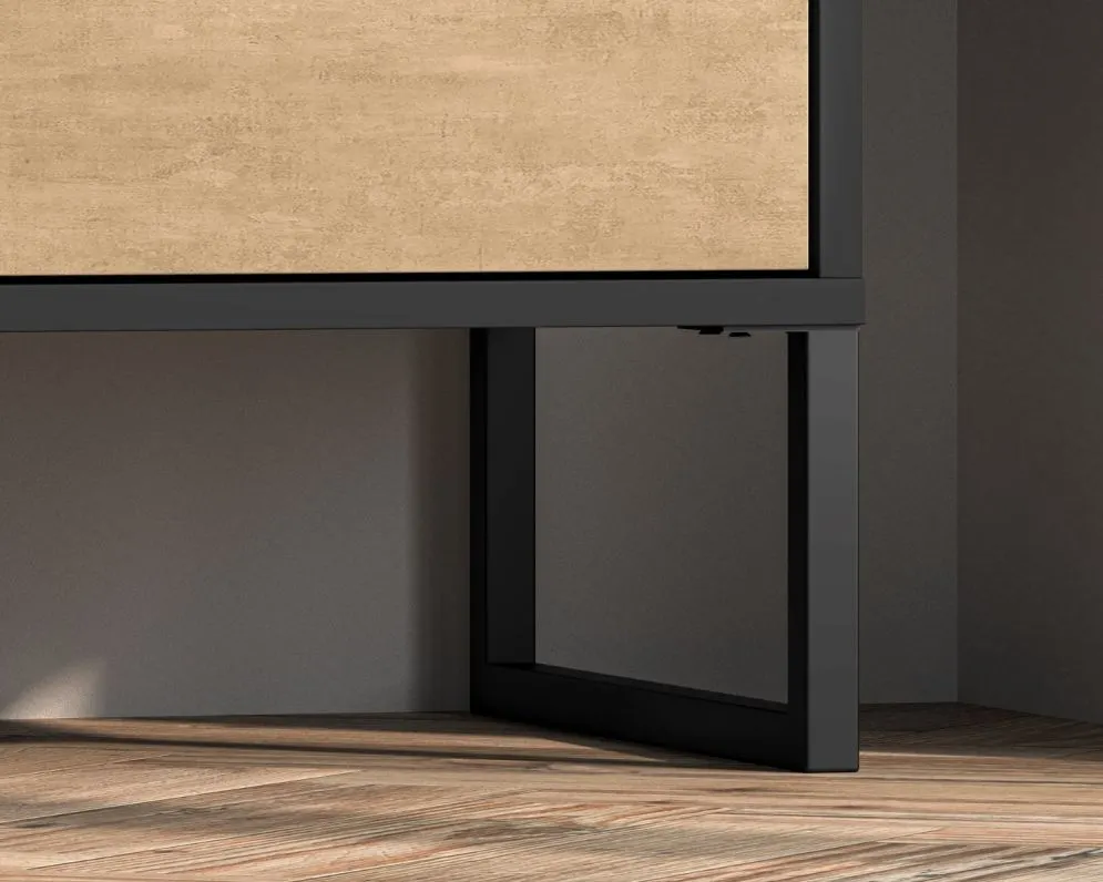 Regał niski COLT dąb złoty craft/czarny I sklep meblowy MIRAT. styl LOFT kolekcja COLT