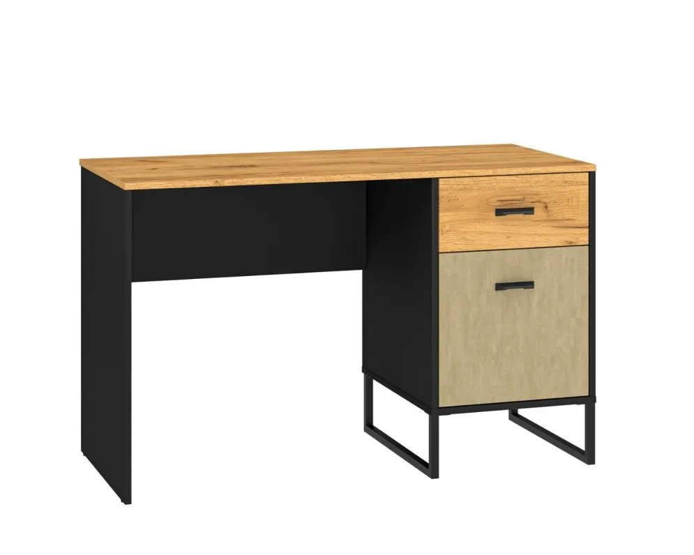 Biurko młodzieżowe COLT 07 dąb złoty craft/czarne I sklep meblowy MIRAT. styl LOFT kolekcja COLT