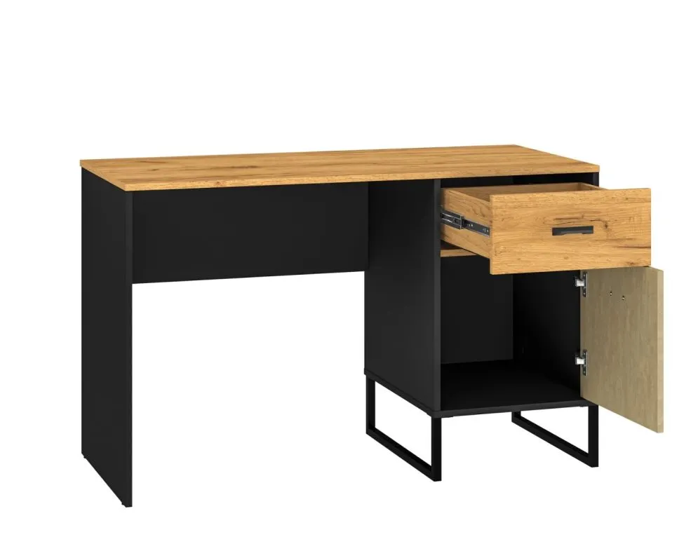 Biurko młodzieżowe COLT 07 dąb złoty craft/czarne I sklep meblowy MIRAT. styl LOFT kolekcja COLT