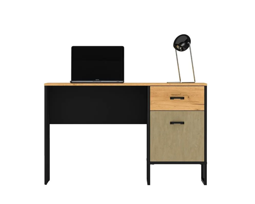 Biurko młodzieżowe COLT 07 dąb złoty craft/czarne I sklep meblowy MIRAT. styl LOFT kolekcja COLT