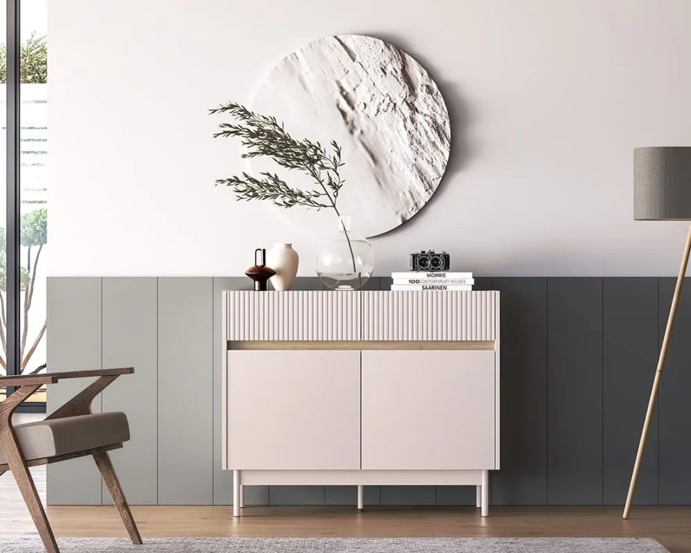 Komoda DUMI 06 2D2S 104 kaszmirowa/dąb cremona I sklep meblowy MIRAT. kolekcja DUMI