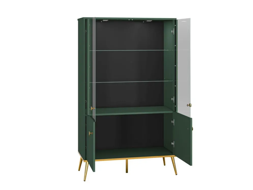 Witryna niska GRIN zielona do salonu polskiej produkcji I sklep meblowy MIRAT. styl GLAMOUR