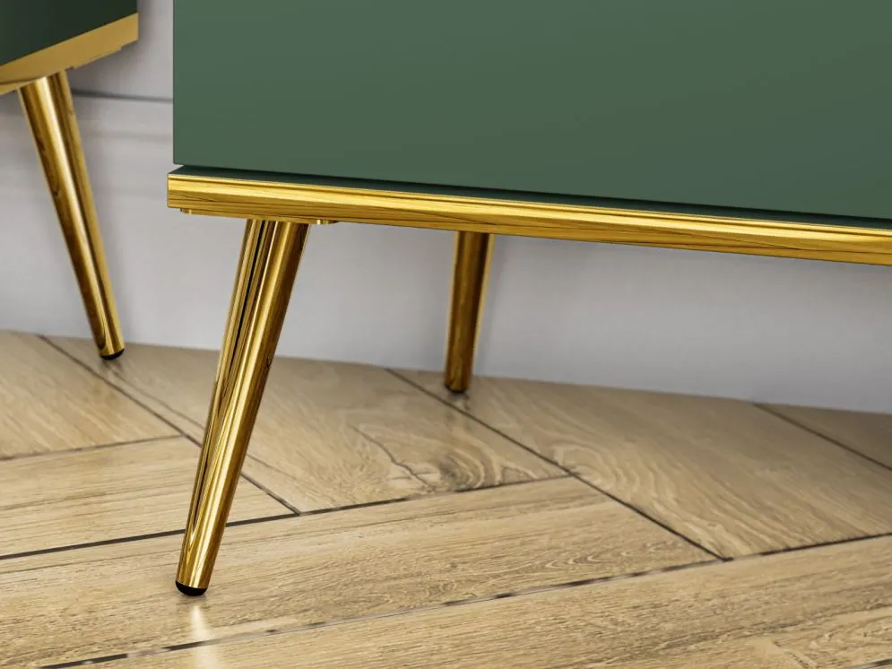 Szafka RTV GRIN 160 zielona na złotych metalowych nogach I sklep meblowy MIRAT. styl GLAMOUR kolekcja GRIN