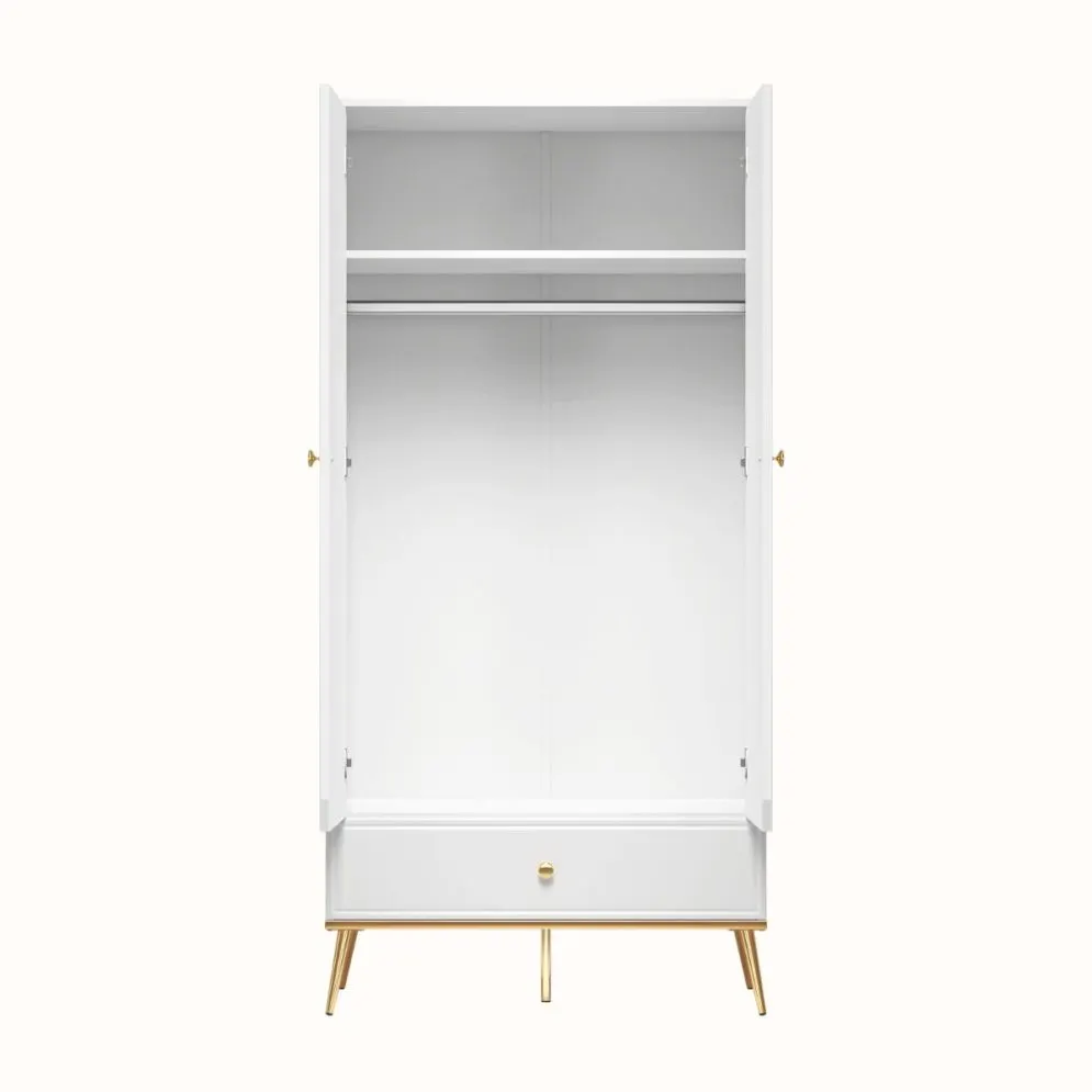 Szafa GALENA 2D biały połysk dwudrzwiowa do salonu I sklep meblowy MIRAT. styl GLAMOUR kolekcja GALENA