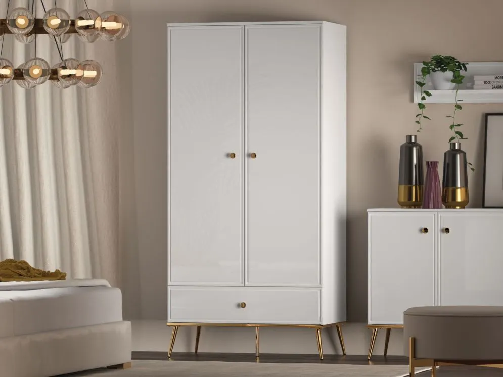 Szafa GALENA 2D biały połysk dwudrzwiowa do salonu I sklep meblowy MIRAT. styl GLAMOUR kolekcja GALENA