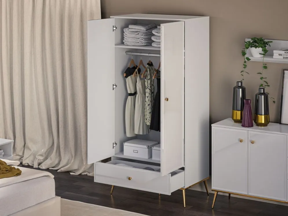 Szafa GALENA 2D biały połysk dwudrzwiowa do salonu I sklep meblowy MIRAT. styl GLAMOUR kolekcja GALENA