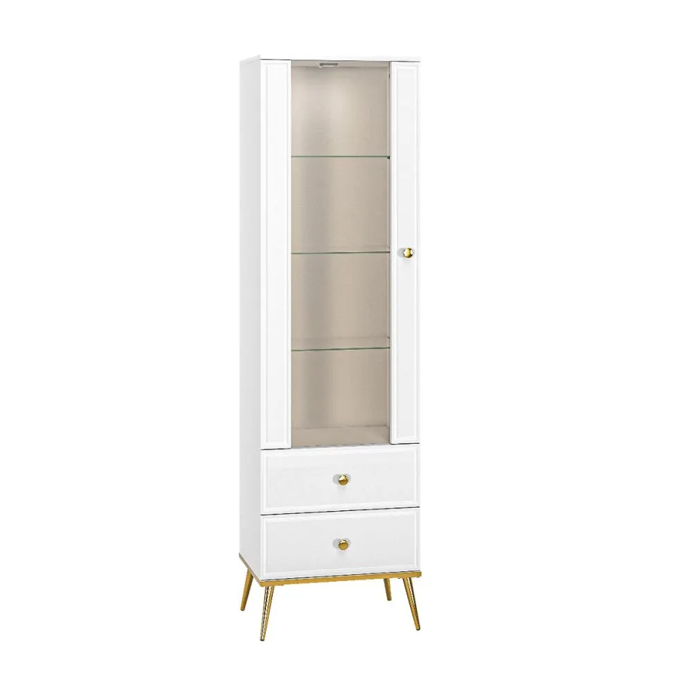 Witryna wysoka GALENA biały połysk z podświetleniem z cichym domykiem I sklep meblowy MIRAT. styl GLAMOUR kolekcja GALENA