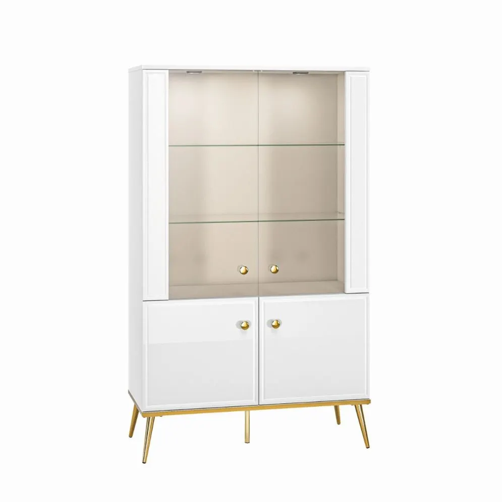 Witryna niska GALENA biały połysk z podświetleniem w stylu glamour I sklep meblowy MIRAT. styl GLAMOUR kolekcja GALENA