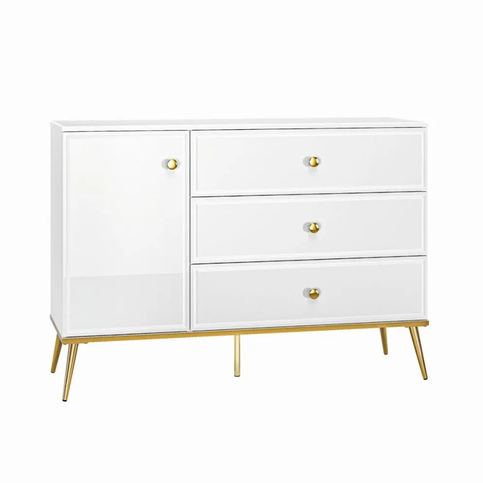 Komoda GALENA 1D3S biały połysk elegancka w stylu glamour I sklep meblowy MIRAT. styl GLAMOUR kolekcja GALENA
