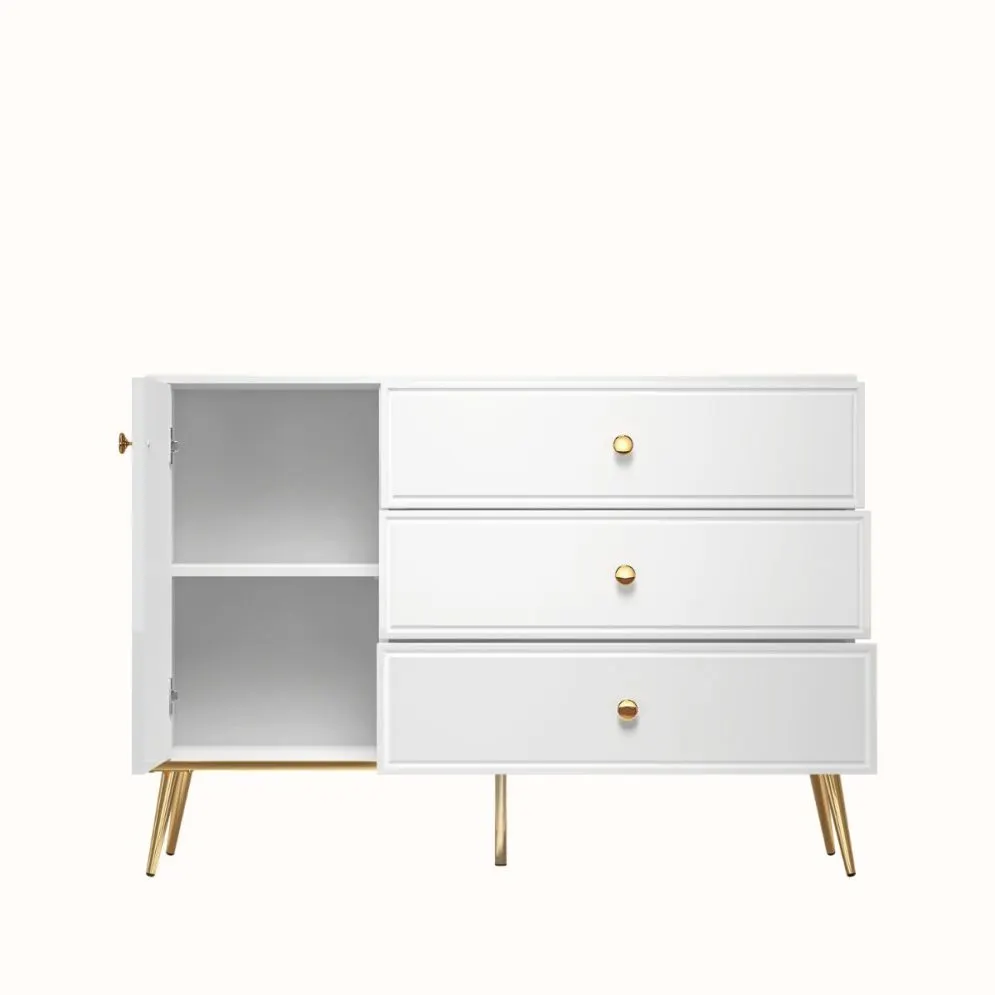 Komoda GALENA 1D3S biały połysk elegancka w stylu glamour I sklep meblowy MIRAT. styl GLAMOUR kolekcja GALENA