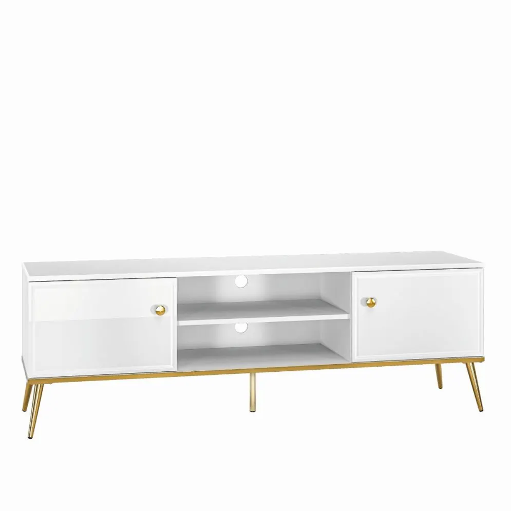 Szafka RTV GALENA 160 biały połysk pod telewizor w stylu glamour I sklep meblowy MIRAT. styl GLAMOUR kolekcja GALENA