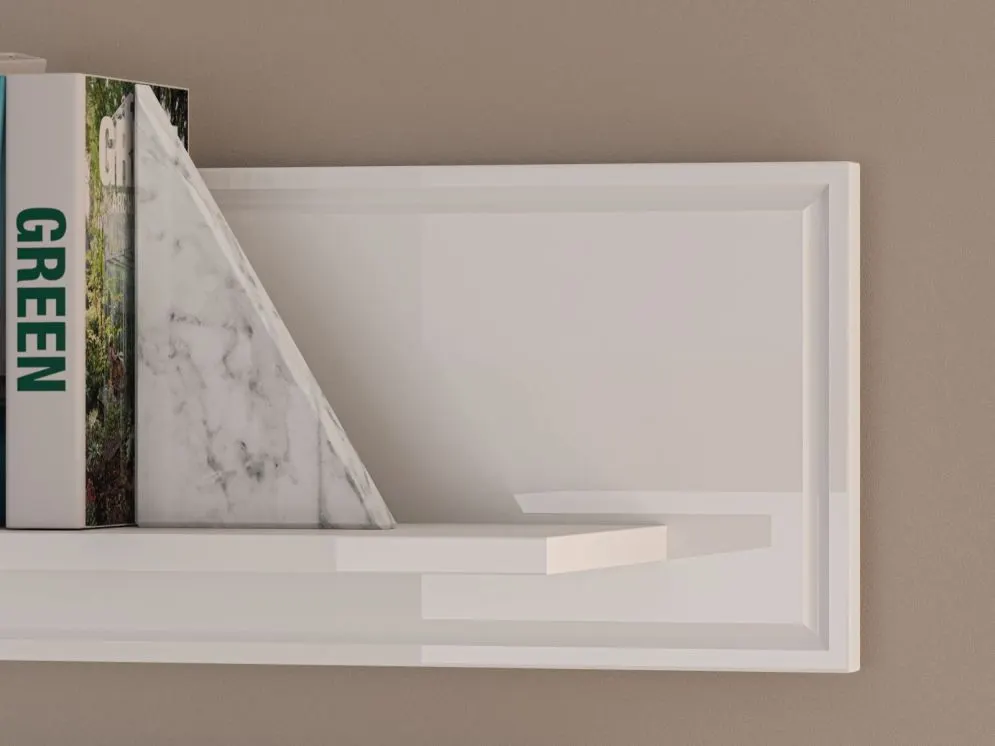 Półka GALENA biały połysk ścienna na książki I sklep meblowy MIRAT. styl GLAMOUR kolekcja GALENA