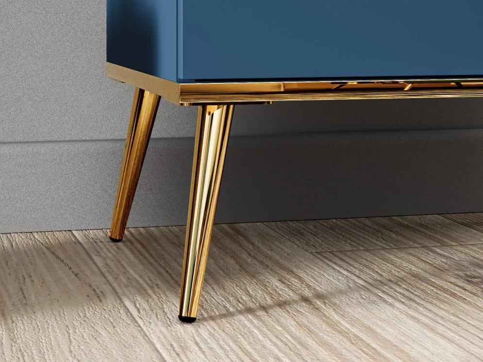 Witryna wysoka BLU granatowa z opcją podświetlenia LED I sklep meblowy MIRAT. styl GLAMOUR