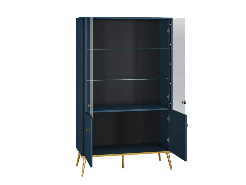 Witryna niska BLU granatowa z cichym domykiem I sklep meblowy MIRAT. styl GLAMOUR kolekcja BLU