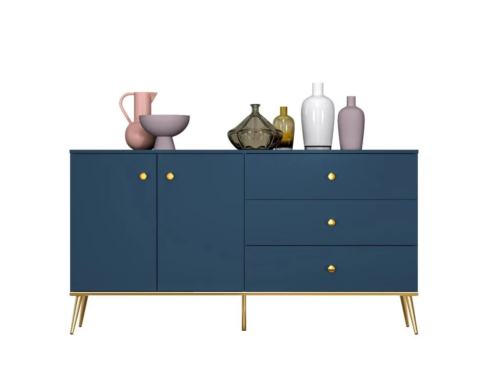 Komoda BLU 2D3S granatowa trzyszufladowa nowoczesna I sklep meblowy MIRAT. styl GLAMOUR kolekcja BLU