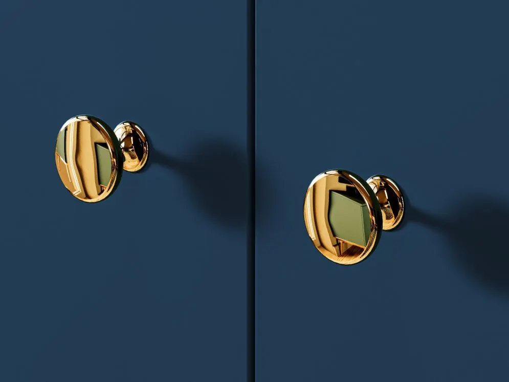 Komoda BLU 2D3S granatowa trzyszufladowa nowoczesna I sklep meblowy MIRAT. styl GLAMOUR kolekcja BLU