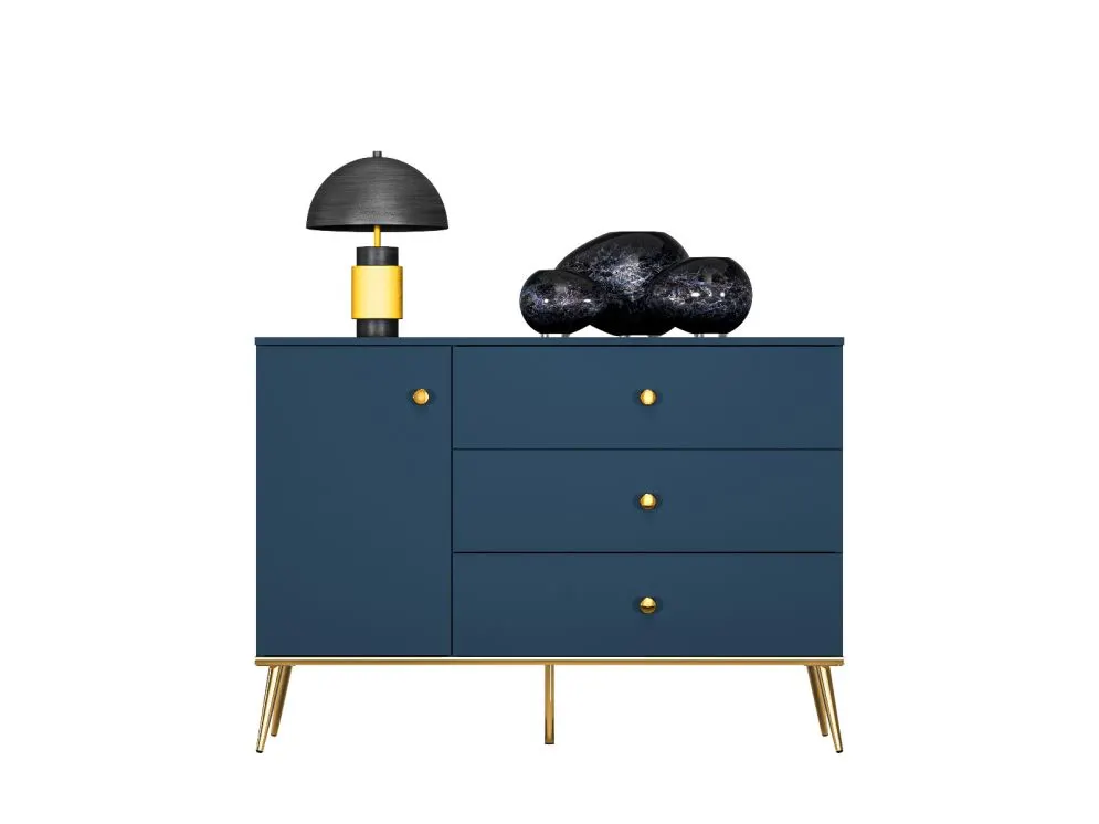 Komoda BLU 1D3S granatowa do salonu i sypialni I sklep meblowy MIRAT. styl GLAMOUR kolekcja BLU