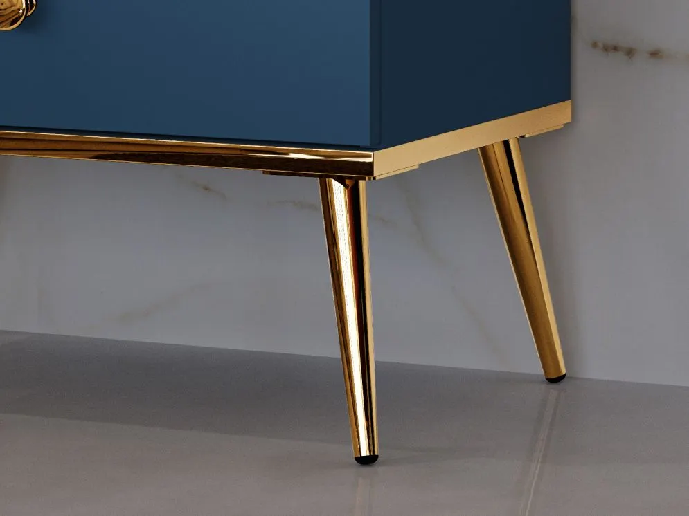 Szafka nocna BLU granatowa z szufladą do sypialni I sklep meblowy MIRAT. styl GLAMOUR kolekcja BLU