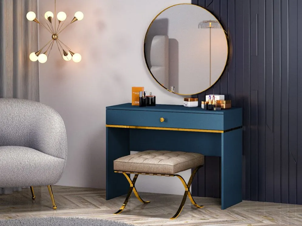 Toaletka BLU granatowa na kosmetyki do sypialni I sklep meblowy MIRAT. styl GLAMOUR kolekcja BLU